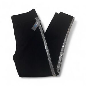 Alice Blue Black Leggings with Rhinestone Silver Accents Sides Size Medium